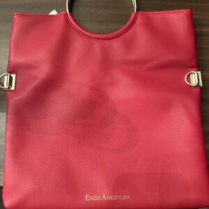 Enzo Angiolini Scarlet Tote with Gold Rings